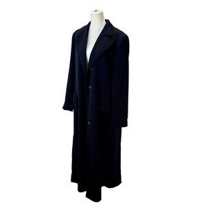 Utex Design Navy Blue Classic Single-Breasted Trench Coat, Size 8